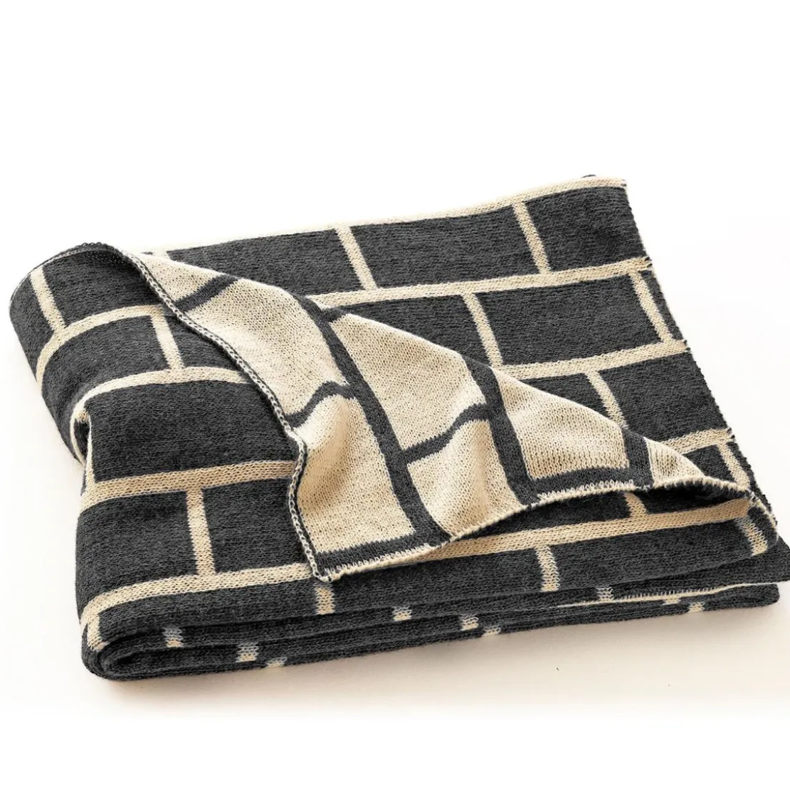 BecquetPlaid tricot effet brique noir BRIQUE TRICOT