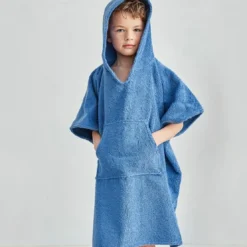 BecquetPoncho à capuche enfant bleu
