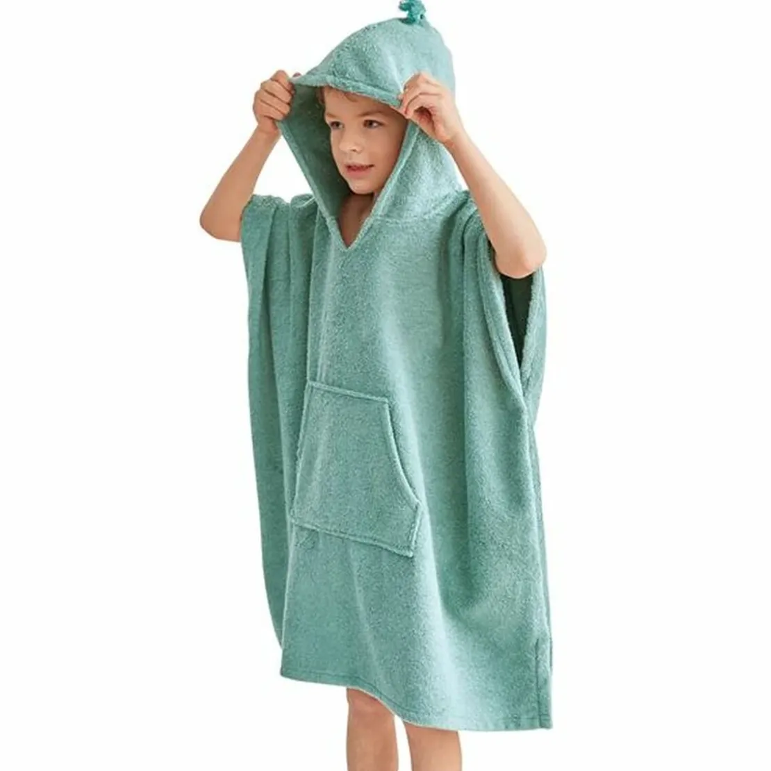 BecquetPoncho à capuche enfant vert