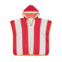 BecquetPoncho de bain enfant en coton 400 g/m² rayé rose framboise - PONCHOTRANSAT