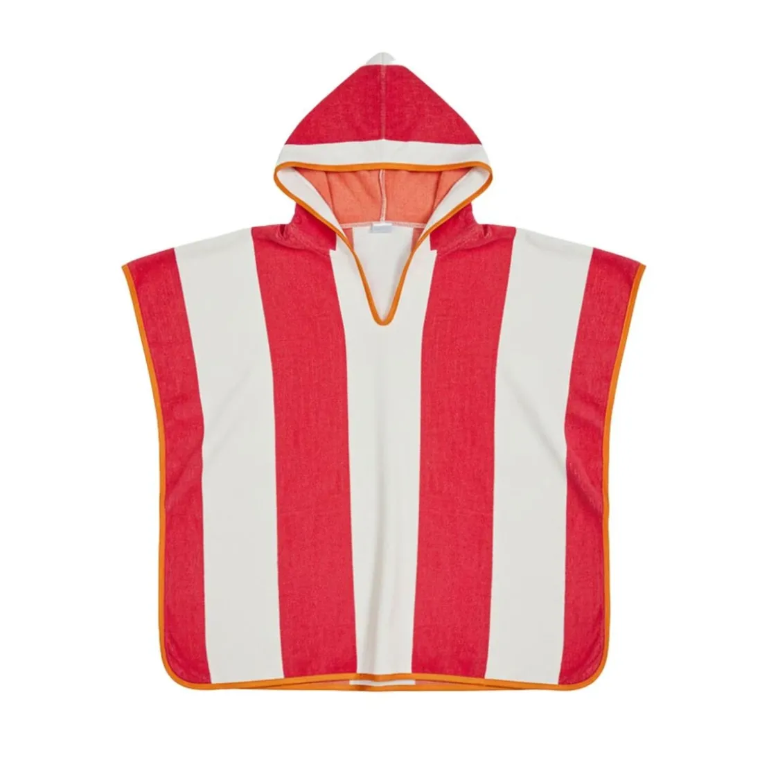 BecquetPoncho de bain enfant en coton 400 g/m² rayé rose framboise - PONCHOTRANSAT
