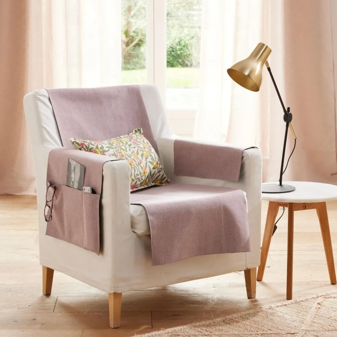 BecquetProtège canapé ECOGREEN 110x140 vieux rose
