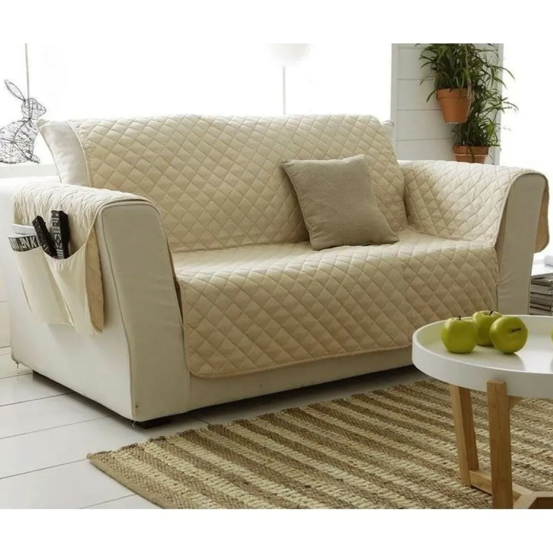 BecquetProtège canapé universels piquage carreaux - Beige