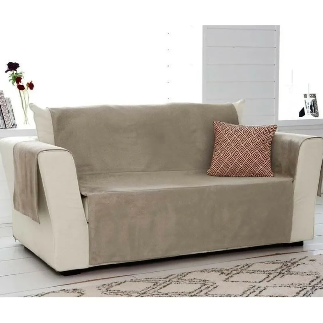 BecquetProtège canapé universels aspect velours "grainé"- Beige