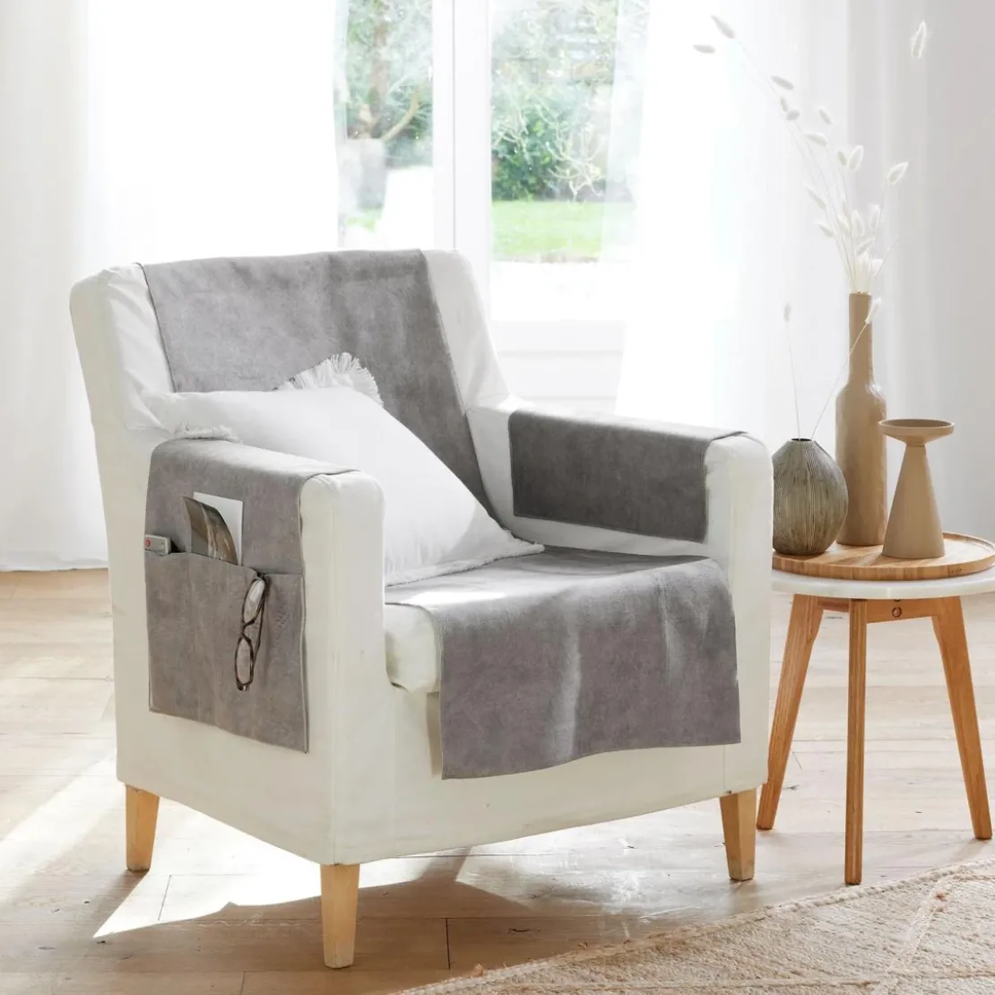 BecquetProtège canapé WHISPER 110x140 gris