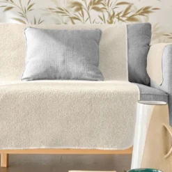 BecquetProtège fauteuil tissu écru SHERPA - blanc écru