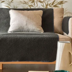 BecquetProtège fauteuil tissu écru SHERPA - gris foncé