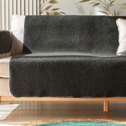 BecquetProtège fauteuil tissu écru SHERPA - gris foncé