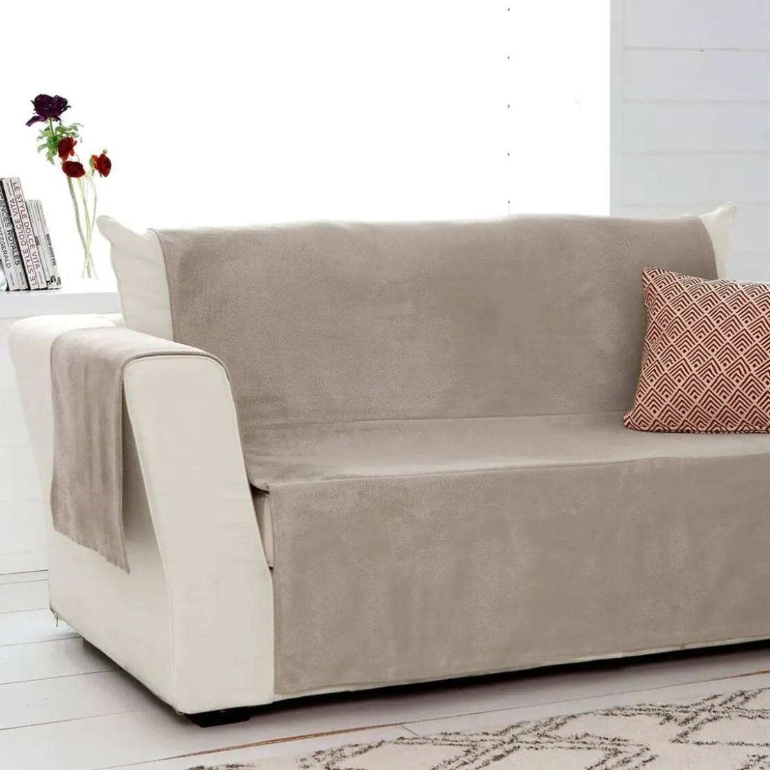 BecquetProtège-fauteuil universels aspect velours grainé- Taupe