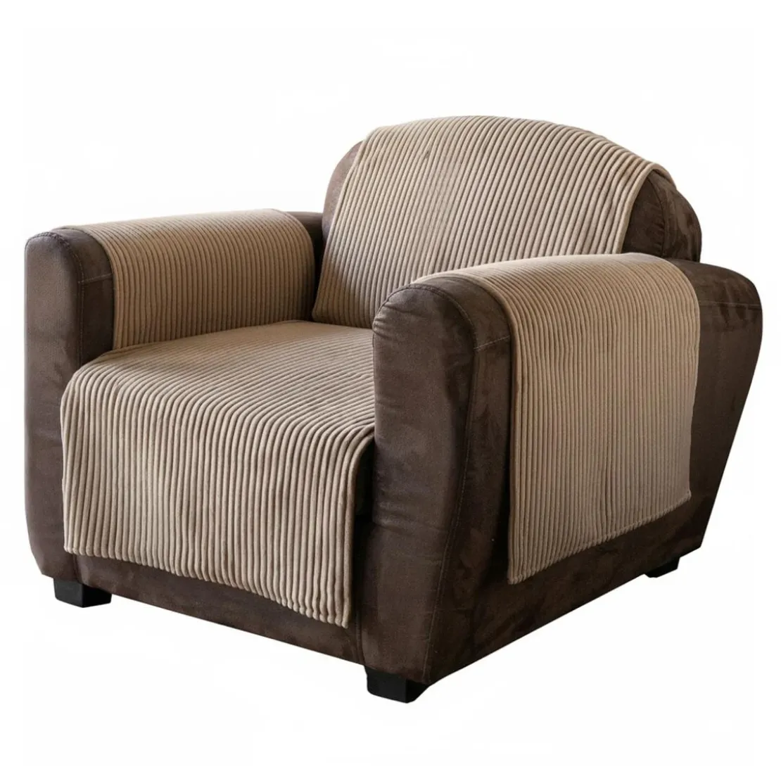 BecquetProtège fauteuil VELOURS côtelé - beige