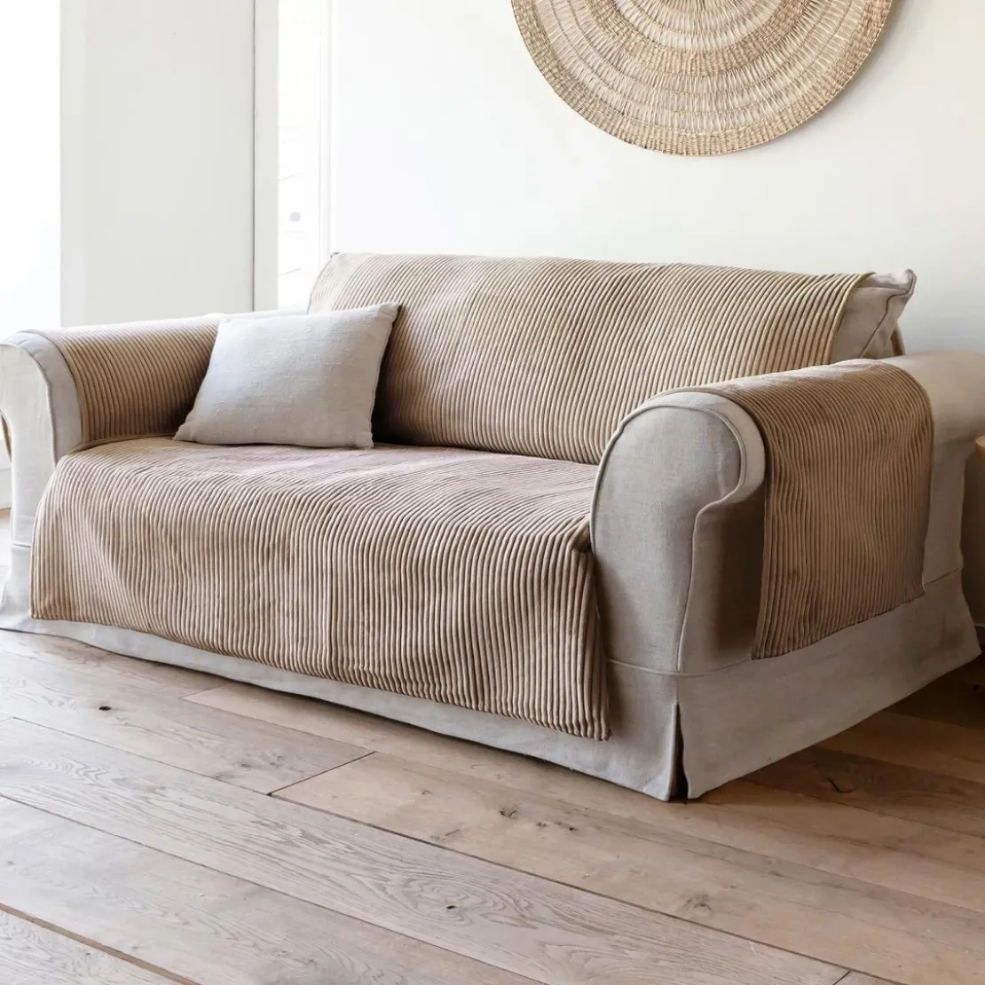 BecquetProtège fauteuil VELOURS côtelé - beige