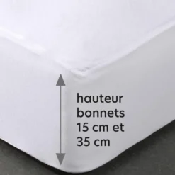 BecquetProtège-matelas 200 g/m² blanc uni grands bonnets - PURESSENTIAL