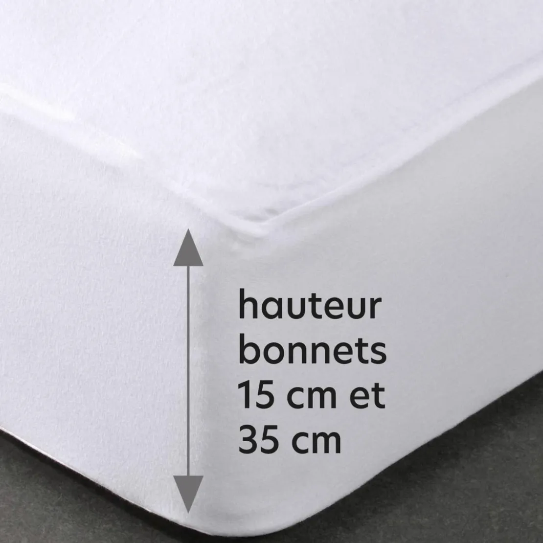 BecquetProtège-matelas 200 g/m² blanc uni grands bonnets - PURESSENTIAL