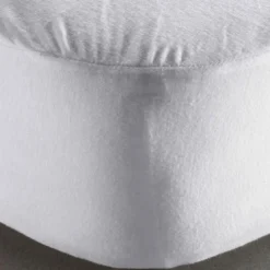 BecquetProtège-matelas grands bonnets blanc uni en jersey lyocell - HOUSSE