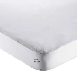 BecquetProtège-matelas grands bonnets blanc uni en jersey lyocell - HOUSSE