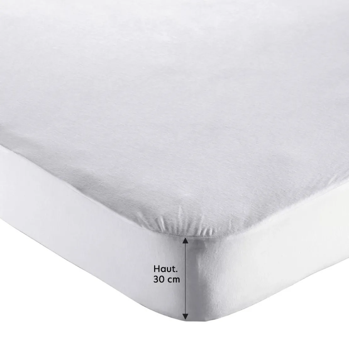 BecquetProtège-matelas grands bonnets blanc uni en jersey lyocell - HOUSSE