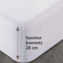 BecquetProtège-matelas housse blanc uni en molleton extensible - HOUSSE MOPU