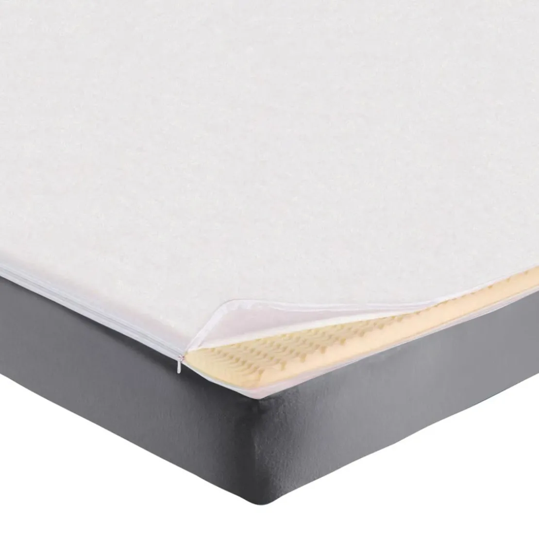 BecquetProtège-matelas jersey blanc uni intégral et extensible pour surmatelas - HOUSSE SU