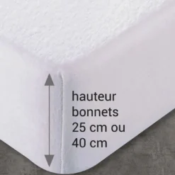 BecquetProtège-matelas molleton Irrétrex blanc grands bonnets 40 cm