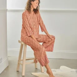 BecquetPyjama en satin PAULETTELEO motif Leopard - rose