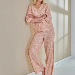 BecquetPyjama en viscose MEILI - rose saumon