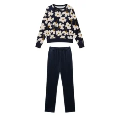 BecquetPyjama femme effet velours manches longues SIXTYPYJ - bleu marine