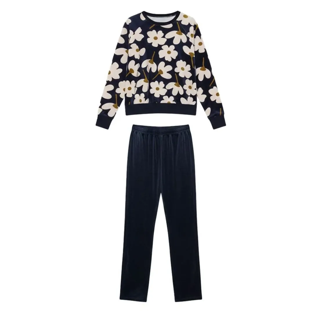 BecquetPyjama femme effet velours manches longues SIXTYPYJ - bleu marine