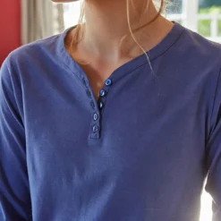 BecquetPyjama femme en coton motif hirondelles EVASIO HIRON - bleu