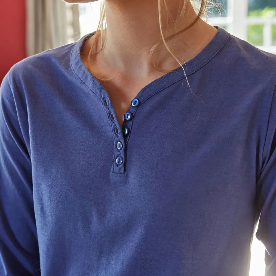 BecquetPyjama femme en coton motif hirondelles EVASIO HIRON - bleu