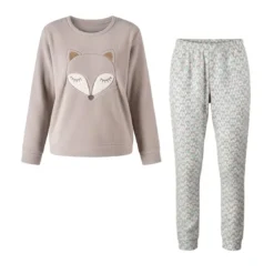 BecquetPyjama femme en polyester motif renard DODO HOMEWEAR - beige