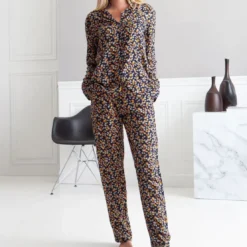 BecquetPyjama femme LAUTOMNAL à motif feuilles - Multicolore en viscose