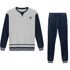 BecquetPyjama homme en coton style jogging manches longues LONDONIE - bleu