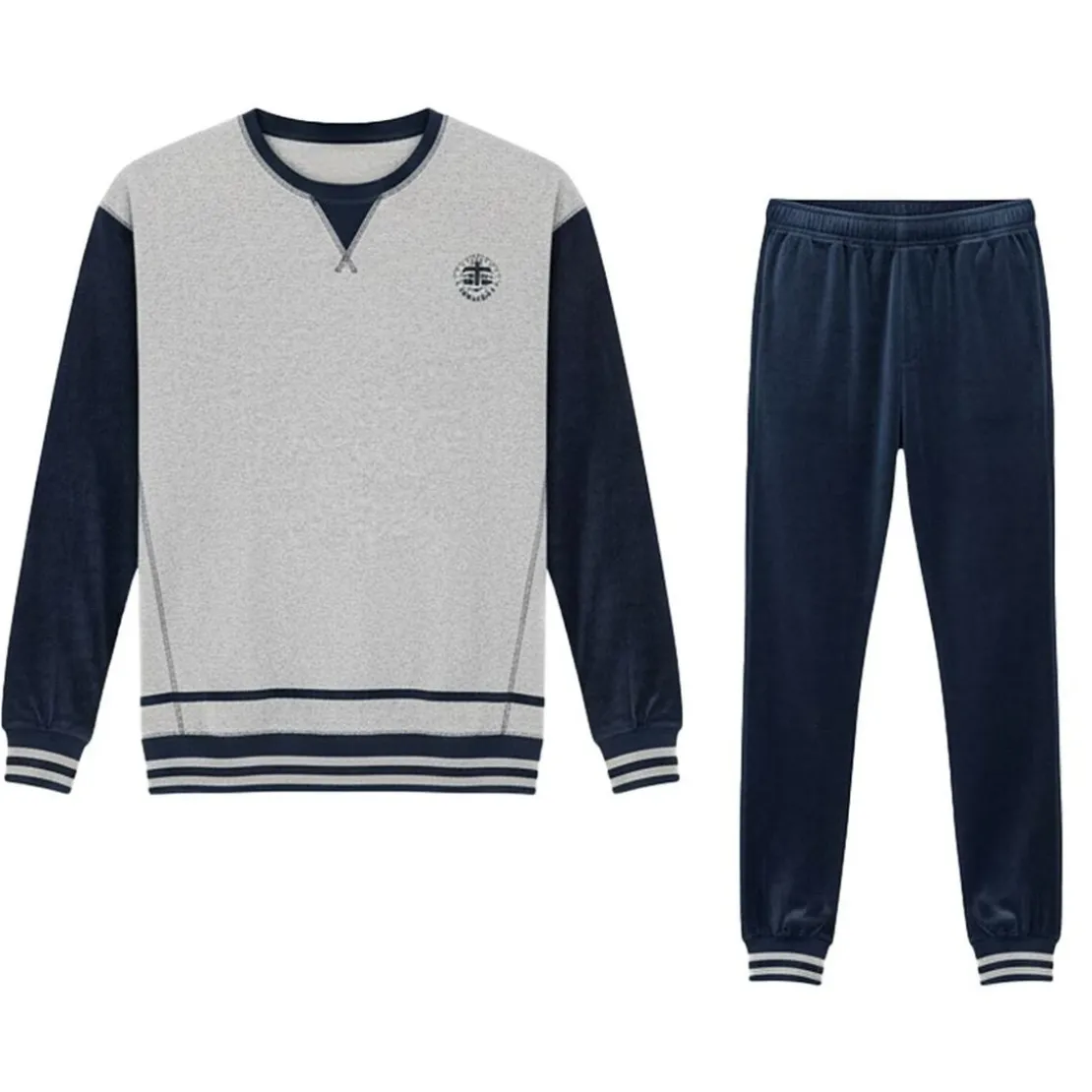 BecquetPyjama homme en coton style jogging manches longues LONDONIE - bleu