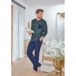 BecquetPyjama homme en coton Aroe - bleu marine