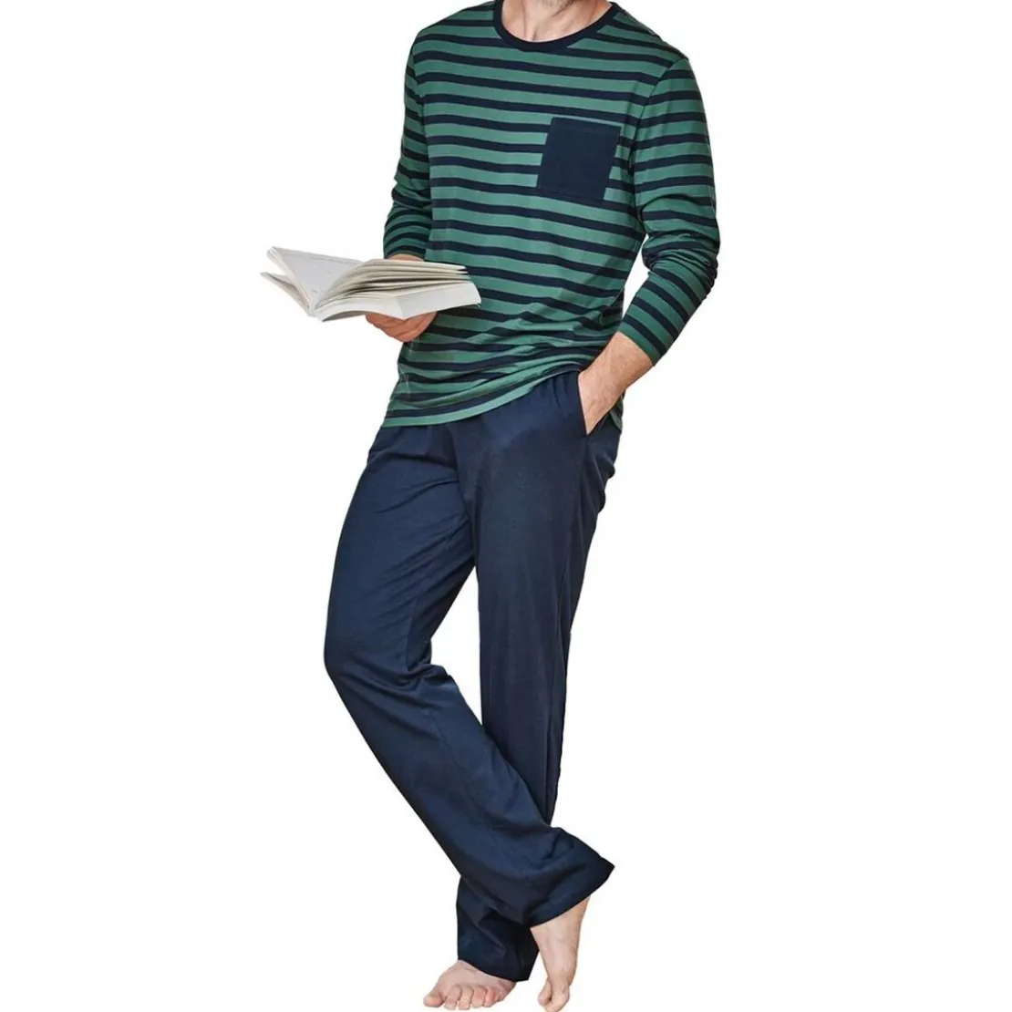 BecquetPyjama homme en coton Aroe - bleu marine