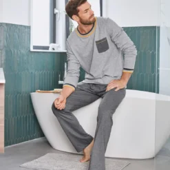 BecquetPyjama homme en jersey chiné bicolore gris - YELLOWPYJ