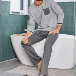 BecquetPyjama homme en jersey chiné bicolore gris - YELLOWPYJ