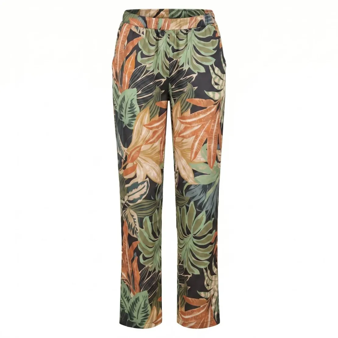 BecquetPyjama satin vert kaki à motif tropical multicolore - HACIENDA