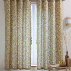 BecquetRideau en coton floral tropical, RID.CAPRI Rideau L135xH260 jaune