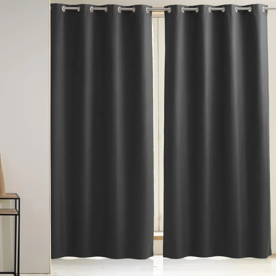 BecquetRideau occultant satiné anthracite SATINOU