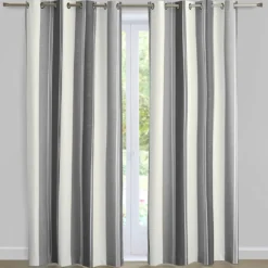 BecquetRideau occultants thermiques chambray en coton rayé ALPS - gris