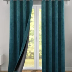 BecquetRideau occultant velours thermique OCC.GALENA - bleu canard