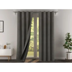 BecquetRideau occultant velours thermique et phonique dos polaire ALASKA - gris anthracite