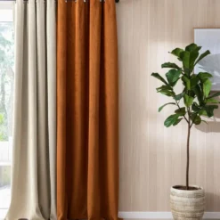 BecquetRideau occultant velours côtelé 140x260 ALBERTA - caramel