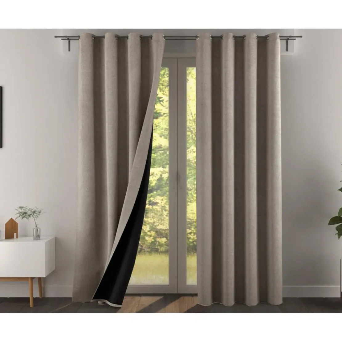 BecquetRideau occultant velours thermique et phonique dos polaire ALASKA - Beige