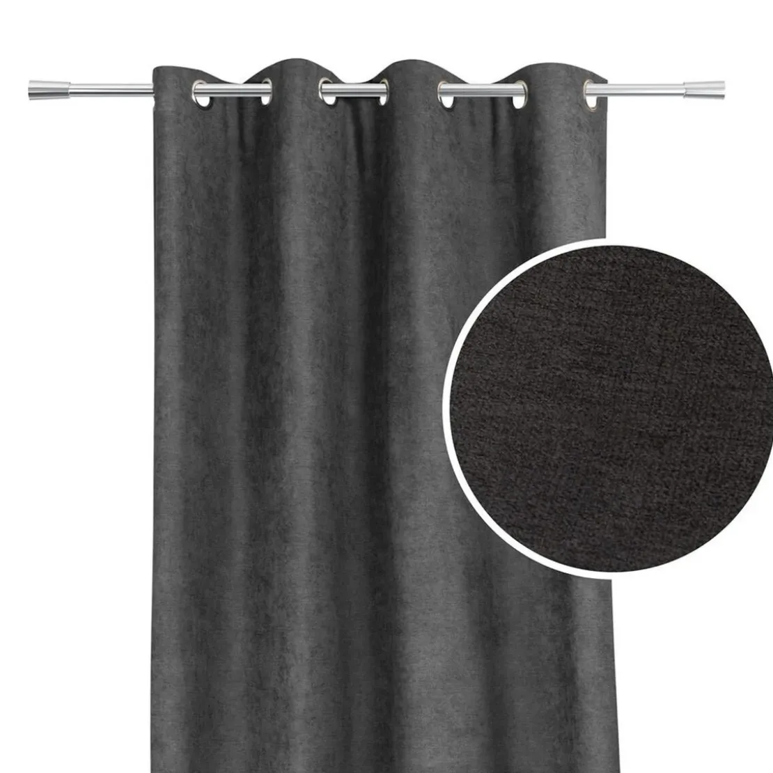 BecquetRideau occultant velours thermique OCC.GALENA - gris anthracite
