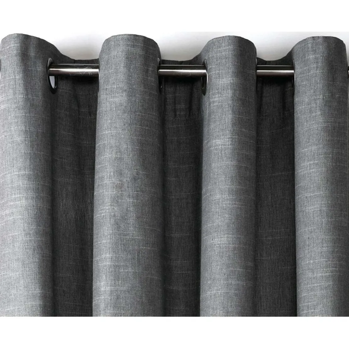BecquetRideau à oeillets unis occultants thermiques aspect chambray - Gris