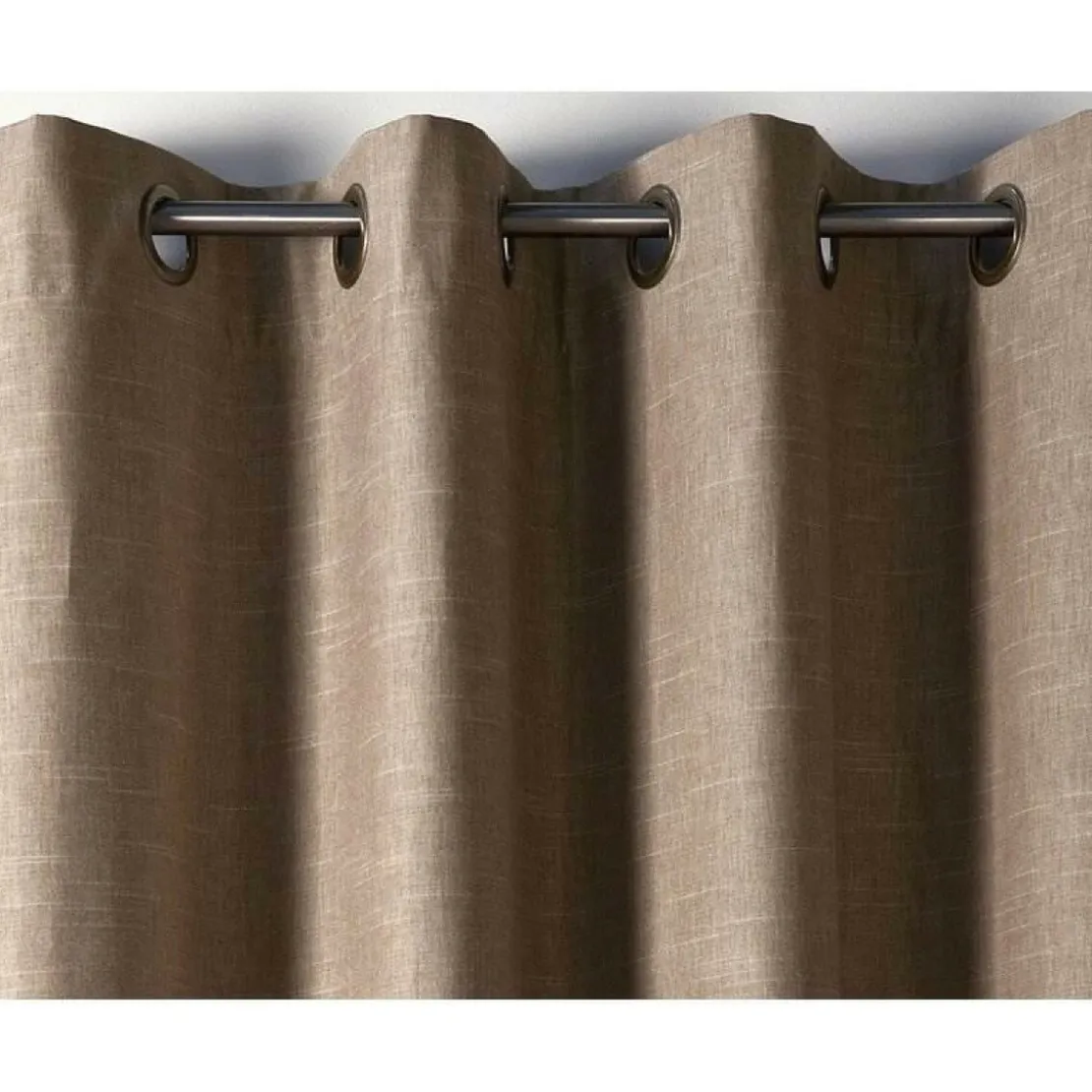 BecquetRideau à oeillets unis occultants thermiques aspect chambray BECQUET - Marron
