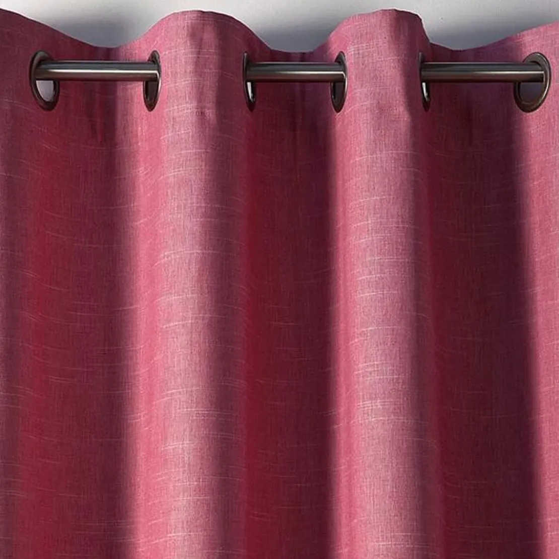 BecquetRideau à oeillets unis occultants thermiques aspect chambray - Rose