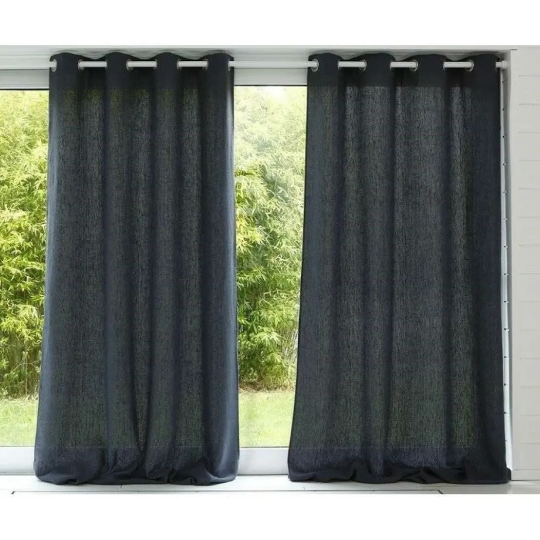 BecquetRideau uni lin lavé qualité lourde - Gris Anthracite